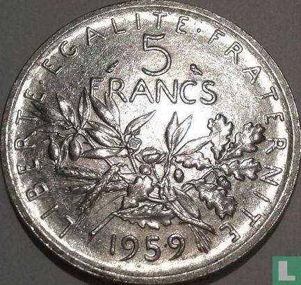 Frankrijk 5 francs 1959 (proefslag) - Afbeelding 1