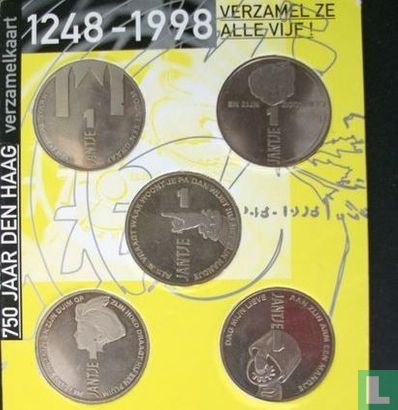 Nederland  Verzamelkaart 5 Haagse Jantjes (750 Jaar den Haag)  1248-1998 - Afbeelding 1
