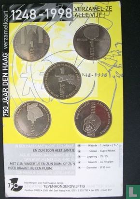 Nederland  Verzamelkaart 5 Haagse Jantjes (750 Jaar den Haag)  1248-1998 - Afbeelding 3