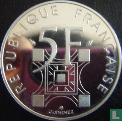 Frankrijk 5 francs 1989 (PROOF - zilver) "100th anniversary of the Eiffel Tower" - Afbeelding 2