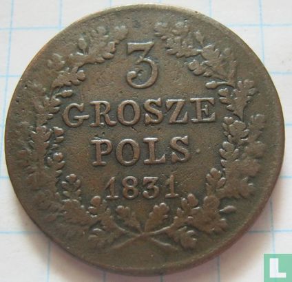 Poland 3 grosze 1831 (coat of arms of the November Uprising) - Image 1