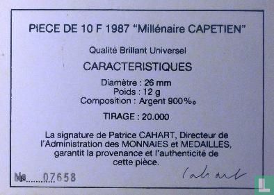 Frankreich 10 Franc 1987 (Silber) "Millennium of the Capetian dynasty" - Bild 3
