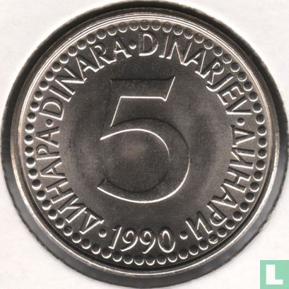 Yougoslavie 5 dinara 1990 - Image 1