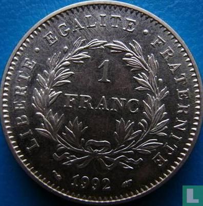 Frankrijk 1 franc 1992 (zilver) "Bicentenary of the French Republic" - Afbeelding 1