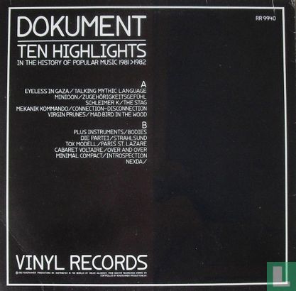 Dokument. Ten Highlights in the History of Popular Music 1981>1982 - Afbeelding 2