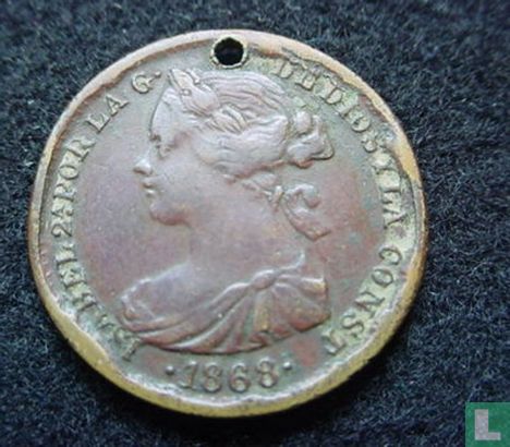 Spanje 10 escudos (bronze) 1868 - Image 1