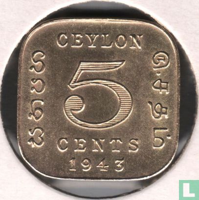Ceylon 5 cents 1943 - Afbeelding 1