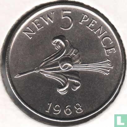 Guernsey 5 new pence 1968 - Afbeelding 1