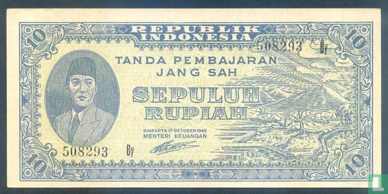 Indonesia 10 Rupiah 1945 - Image 1