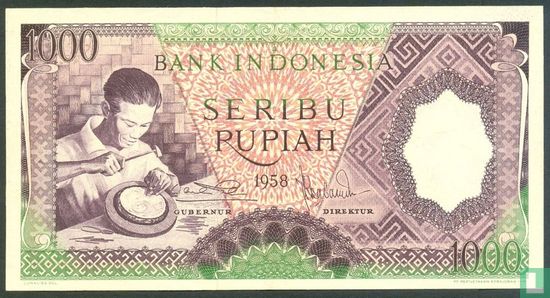 Indonesia 1,000 Rupiah 1958 - Image 1