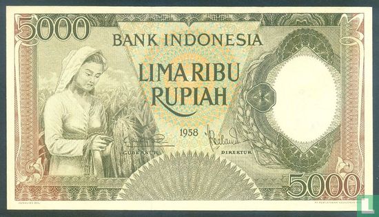 Indonesia 5,000 Rupiah 1958 (P63) - Image 1