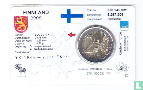 Finnland 2 Euro 2005 (Coincard) "60th anniversary of the UN and 50-year Finnish EU membership" - Bild 2