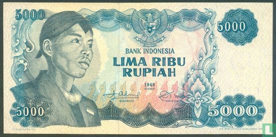 Indonesia 5,000 Rupiah 1968 (P111a2) - Image 1