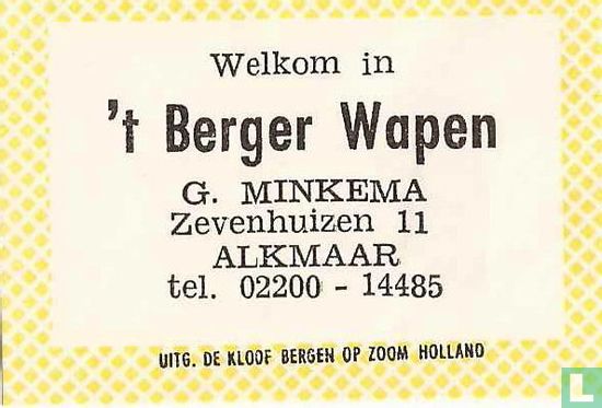 Welkom in 't Berger Wapen