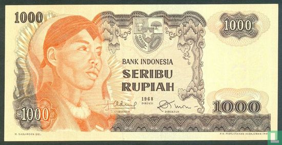 Indonesia 1,000 Rupiah 1968 - Image 1