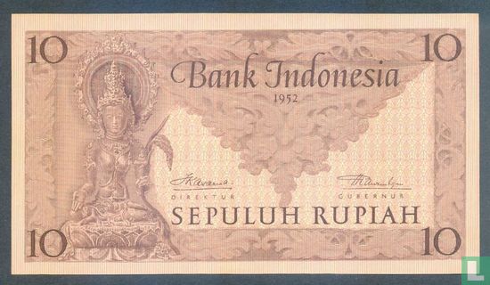 Indonésie 10 Rupiah 1952 (P43b) - Image 1