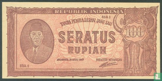 Indonesië 100 Rupiah 1947 - Afbeelding 1
