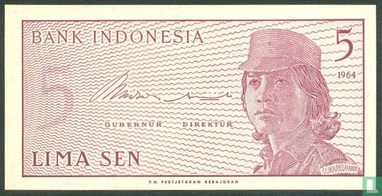 Indonesië 5 Sen  - Afbeelding 1