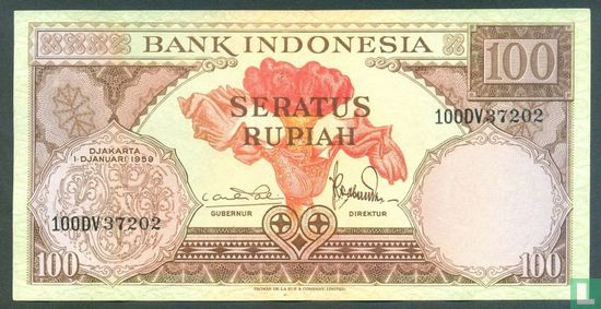 Indonesië 100 Rupiah 1959 (P69a2) - Afbeelding 1