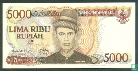 Indonesië 5.000 Rupiah 1986 - Afbeelding 1