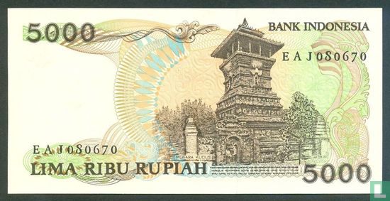Indonésie 5.000 Rupiah 1986 - Image 2