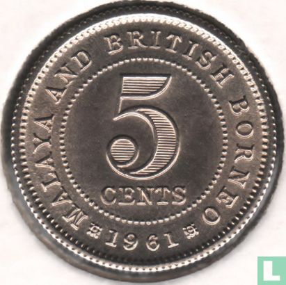 Malaisie et Bornéo britannique 5 cents 1961 - Image 1