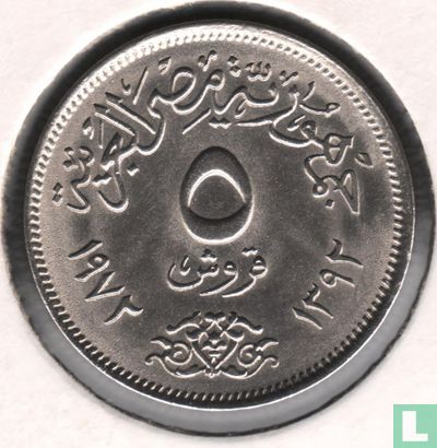 Egypte 5 piastres 1972 (AH1392) - Afbeelding 1