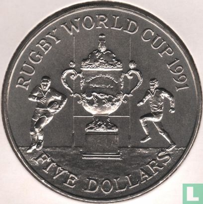 Nouvelle-Zélande 5 dollars 1991 "Rugby World Cup" - Image 2