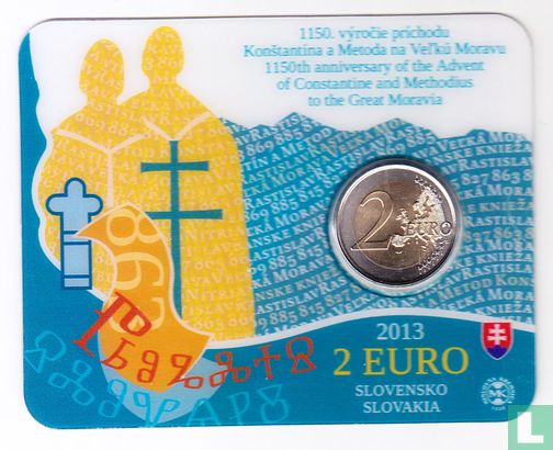 Slowakije 2 euro 2013 (coincard) "1150th anniversary Advent of Constantine and Methodius to the Great Moravia" - Afbeelding 1