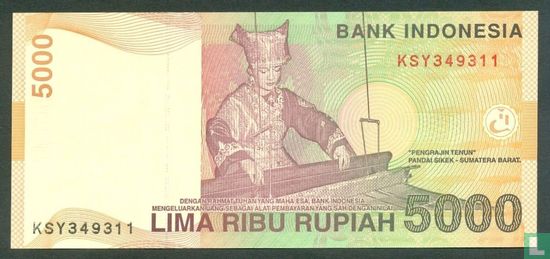 Indonésie 5.000 Rupiah 2008 - Image 2
