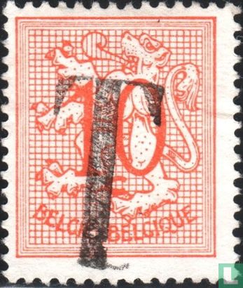 Cijfer op heraldieke leeuw, met opdruk T