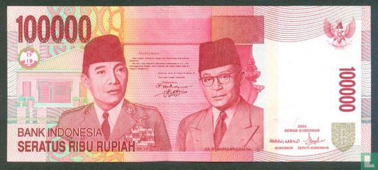 Indonesia 100,000 Rupiah 2008 - Image 1