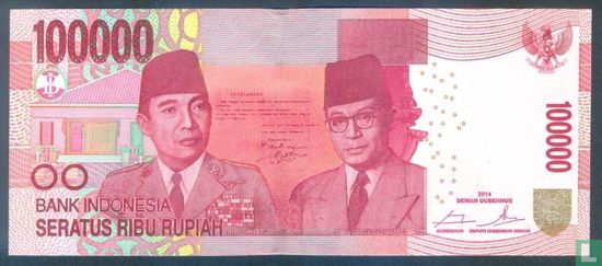 Indonesia 100.000 Rupiah 2014 - Image 1