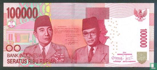 Indonesia 100,000 Rupiah 2011 - Image 1