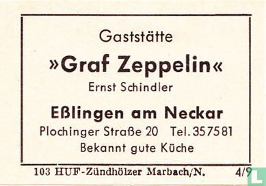 Gaststätte "Graf Zeppeling" - Ernst Schindler