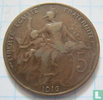 Frankrijk 5 centimes 1916 (zonder ster) - Afbeelding 1