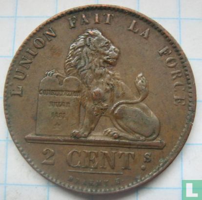 België 2 centimes 1865 - Afbeelding 2