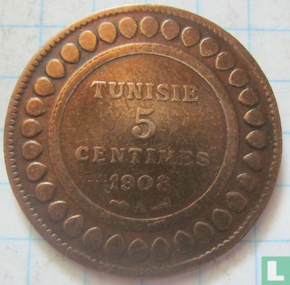 Tunisie 5 centimes 1908 (année 1326) - Image 1