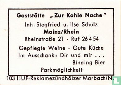 Gaststätte "Zur Kohle Nache" - Siegfried u. Ilse Schulz