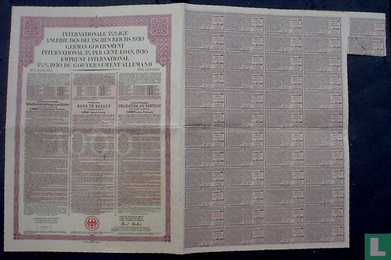 German Government Loan 1000 FF 1930 - Afbeelding 2