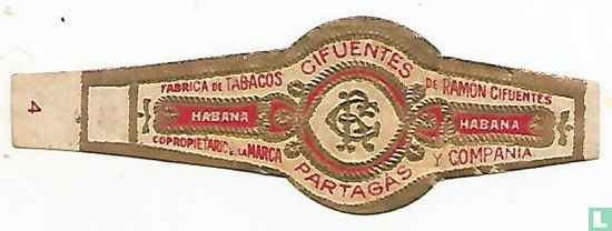 RC Cifuentes Partagas - Fabrica de Tabacos Habana Coopropietario de la Marca - De Ramon Cifuentes Habana y Compañia - Afbeelding 1