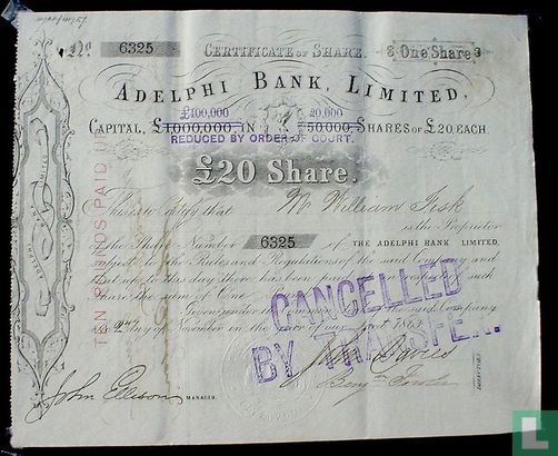 Adelphi Bank Liverpool 20 P. St. 1863