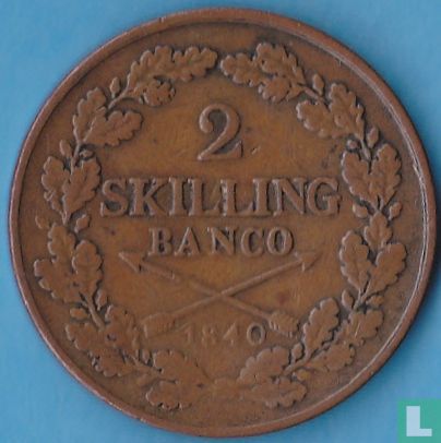 Zweden 2 skilling banco 1840 - Afbeelding 1