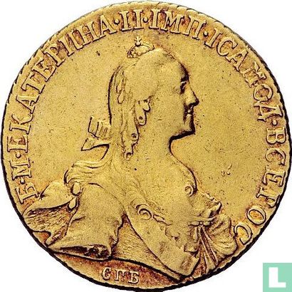 Rusland 10 roebels 1766 (smal portret) - Afbeelding 2