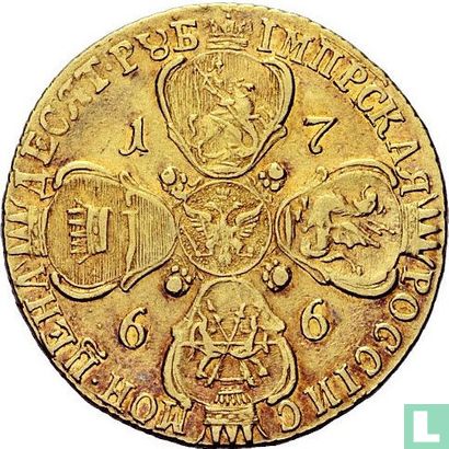 Rusland 10 roebels 1766 (smal portret) - Afbeelding 1