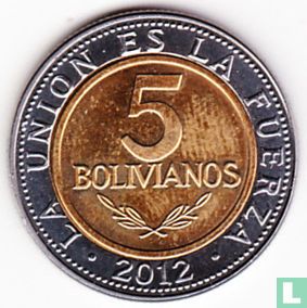 Bolivia 5 bolivianos 2012 - Afbeelding 1