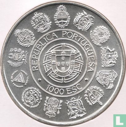 Portugal 1000 escudos 1992 "500 years Discovery of America - Encounter of two Worlds" - Image 2