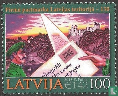 150 years first stamp Latvia