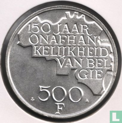 Belgien 500 Franc 1980 (NLD) "150th Anniversary of Independence" - Bild 2