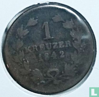 Baden 1 kreuzer 1842 - Afbeelding 1